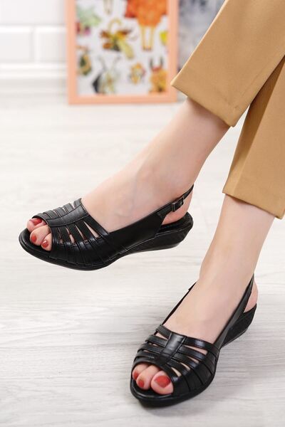 YADE MODA صندل نسائي أسود لتقويم العظام