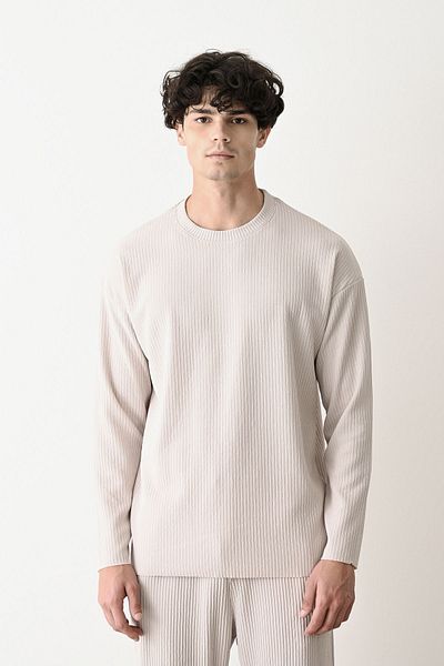 İLKCET MODA Ανδρικό φούτερ με ραβδώσεις Oversize - Άνετη εφαρμογή