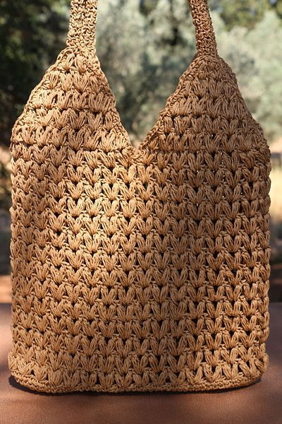 Butik Stylish Peanut Model Paper String - Lined and Straw Hand Knitted Bag