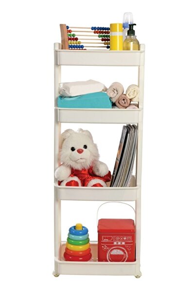 Mulina Home Motek Modern 4 Katlı Tekerlekli Mutfak Banyo Rafı