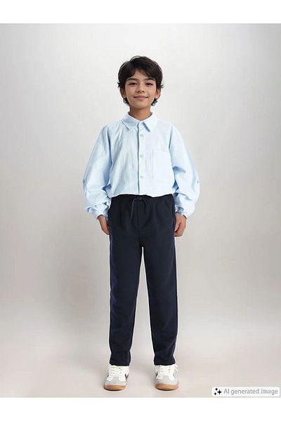 LC Waikiki Navy Blue Lcw Kids Boy's Trousers - Elastic Waist W40195Z4