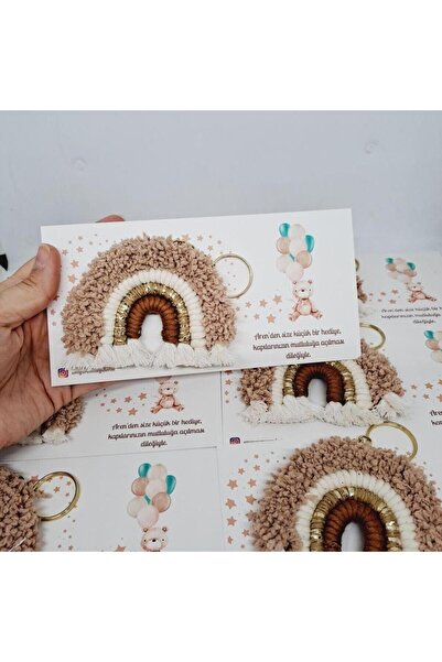 Almisu Makrome Gökkuşağı Anahtarlık veya Magnet Pleksi İsimli, Kartlı 20 adet