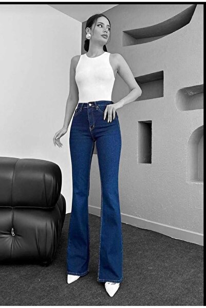 DRC trend Темно-сині іспанські джинси з високою талією та еластичним поясом