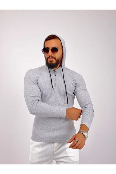 SR Tekstil Men's Sweater Hooded Gray