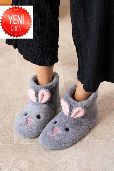 STOCON Rabbit Embroidered Fluffy Home Boots - Αντιολισθητικές παντόφλες δώρου
