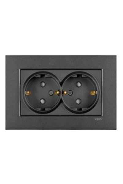 VİKO Novella Ikili Topraklı Priz Çocuk Korumalı Tek Kasa (FÜME) (AYNI GÜN KARGO)