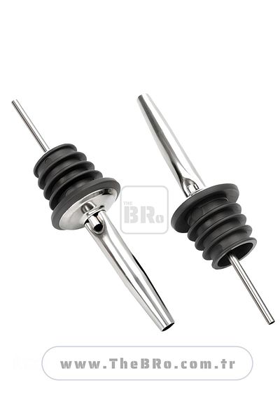 TheBRo 2 Pieces Stainless Steel Bottle Pourer - Shiny Metal Stopper