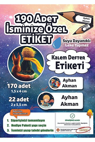 Joyygift KÜÇÜK PRENS DEFTER,KALEM,KİTAP OKUL ETİKETİ STİCKER.