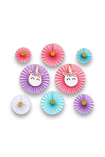 Öztürkpartievi Декорации за рожден ден с ветрилообразен еднорог, 8 броя