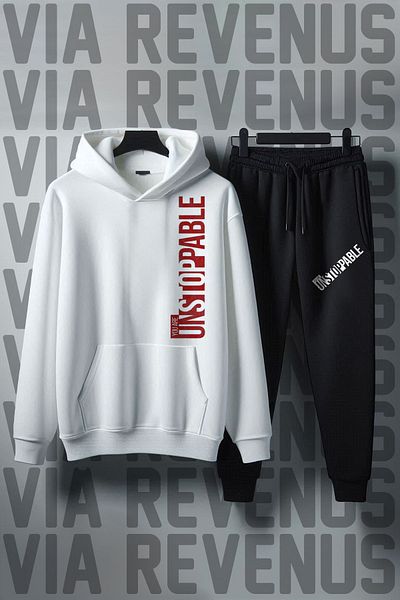 Vordevia Unisex "You Are Unstoppable" Printed Wide Fit Soft Hooded Tracksuit Set