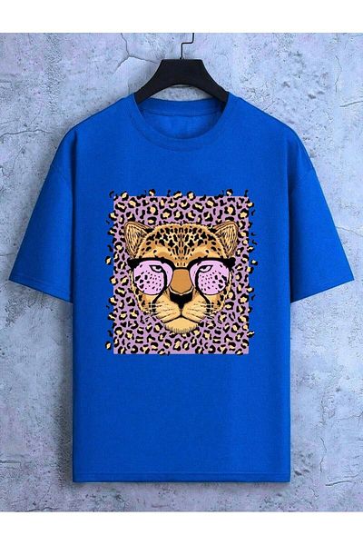 Massgai Βαμβακερό μπλουζάκι Unisex Oversize με Leopard Print - Κοντό μανίκι