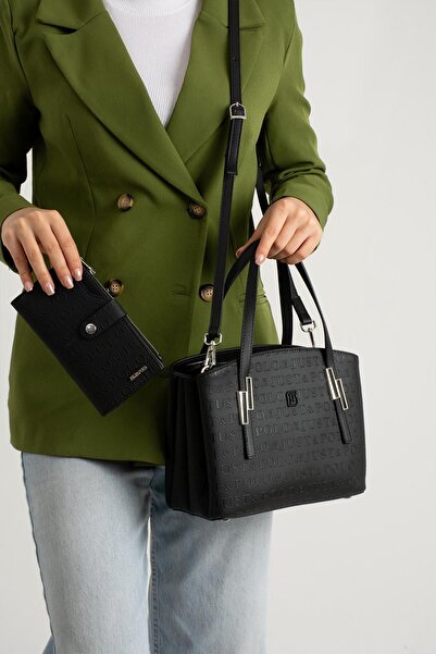Just Polo 6 Bölmeli Gofraj Baskılı Çanta Cüzdan Set 4030