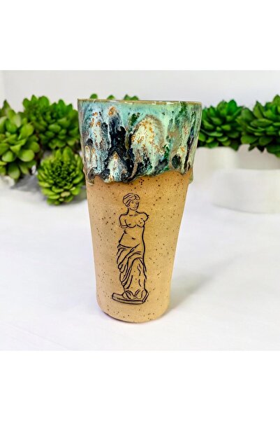 Monte Cristo Deri Stoneware Seramik Heykel Figürlü Uzun Bardak