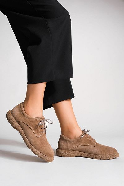 Marjin Damen-Oxford-Schuhe aus echtem Leder, Schnür-Freizeitschuhe, Allen-Wildleder
