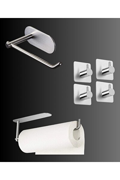 FH DESIGN Paslanmaz Çelik Kağıt Havlu Askılığı / Tuvalet Kağıtlığı / 4 Adet P...