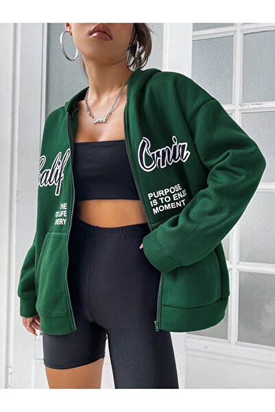 coolart California Purpose - Cardigan cu glugă supradimensionat verde Nefti