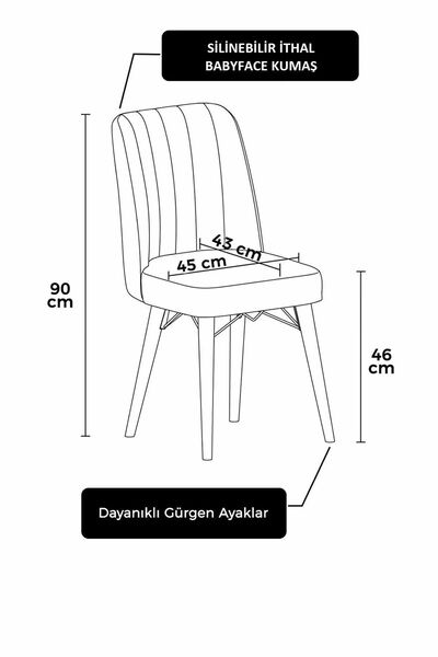 DEREN HOME Astera Serisi 4 adet krem Mutfak ve Yemek Odası Sandalyesi Baby Face Silinebilir Kumaş