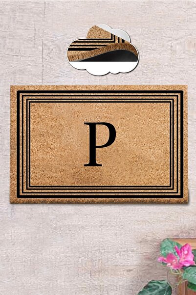 Chilai Home Coco Letter P 40x60 Cm Bristle Mat, Decorative Multi-Purpose Indo...