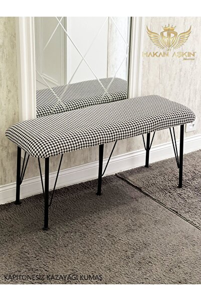 BY HAKAN AŞKIN Metal Ayaklı Kazayağı Kumaş Kapitonesiz 38x100 cm Puf & Bench 2024