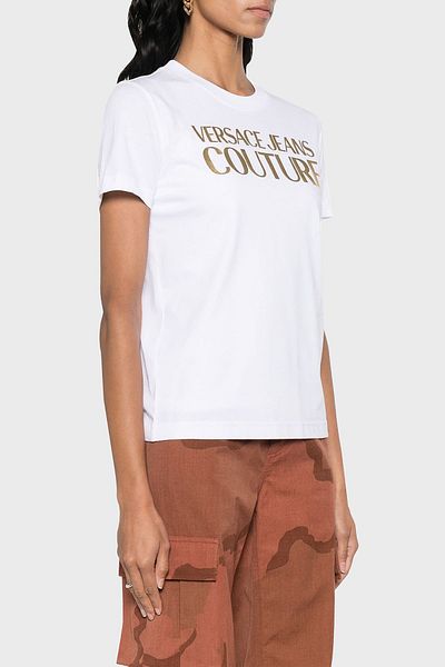 VERSACE JEANS COUTURE Tricou cu logo guler rotund 100% bumbac Regular Fit T-Shirt 76HAHT04 CJ