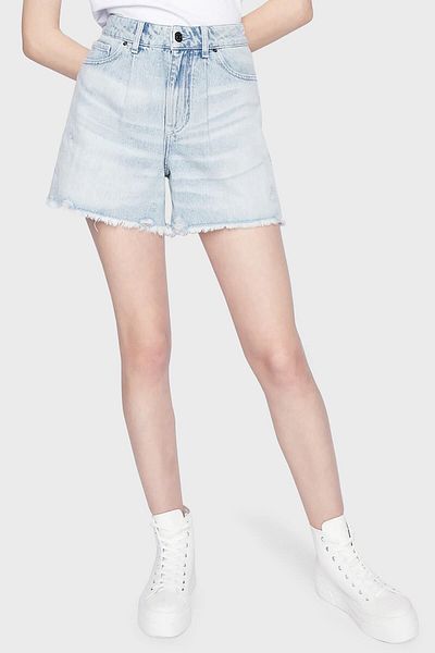 Armani Exchange Pantaloni scurți din denim cu talie înaltă din bumbac organic rupti SHORT 3RYJ73 Y1NRZ 1500
