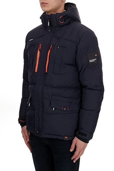 Norway Geographical Men's Navy Blue Coat Basılbolı