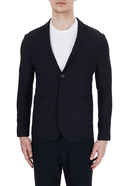 Emporio Armani سترة بليزر بجيب بأزرار باللون الأزرق الداكن للرجال 51g620 51306 922