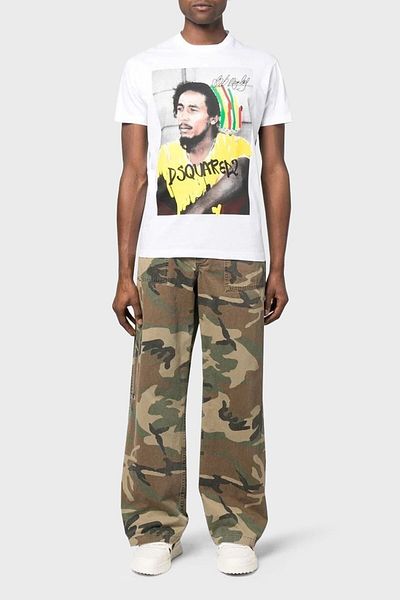 DSquared2 تي شيرت رجالي مطبوع برقبة دائرية 100% قطن تي شيرت S71gd1250 S23009 100