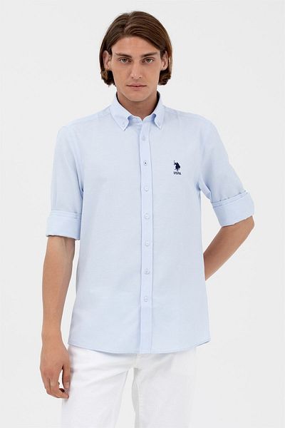 U.S. Polo Assn. Мъжка прилепнала едноцветна спортна риза