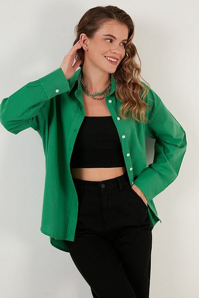 Lela Oversize 100% βαμβακερό πουκάμισο Γυναικείο πουκάμισο Cf21s163867