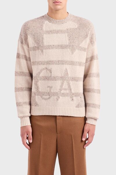 Emporio Armani Woolen Oversize Crew Neck Sweater Men's SWEATER 6R1MXR 1MMCZ F1F7