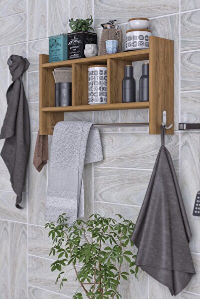 Genel Markalar Rafineri Tasarım Mutfak Rafı Çok Amaçlı Duvar Rafı Ceviz