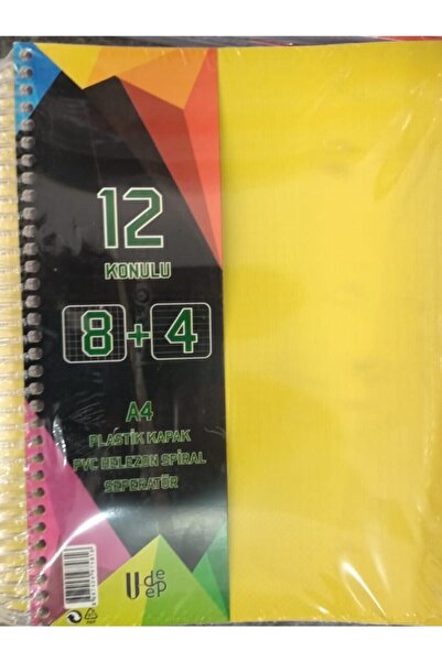 Umut U-deep A4 Büyük Boy 300 Yaprak Ayraçlı Spiralli Plastik Kapaklı 8 Kareli...