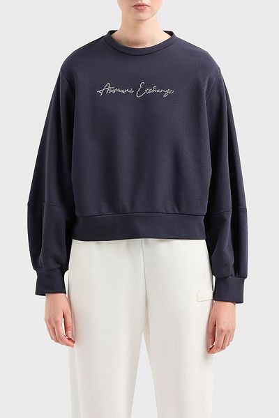 Armani Exchange سويت شيرت قطني بقصة عادية ورقبة دائرية 3DYM13 YJFFZ 1593