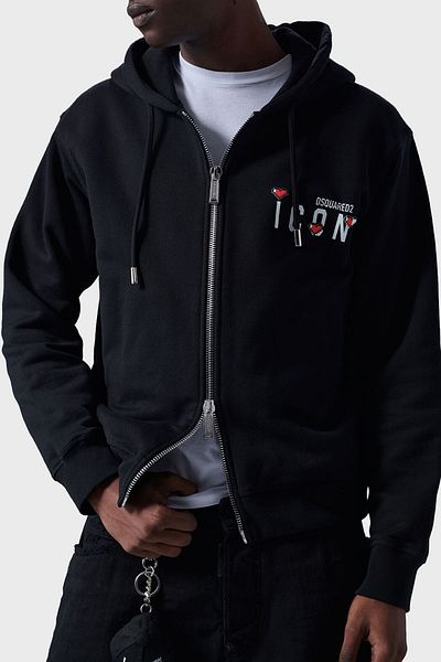 DSquared2 Men's Hooded Cotton Sweat - S79HG0011 S25516 900, Relaxed Fit