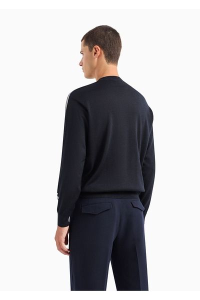 Emporio Armani Мъжки пуловер с лого на марката и детайлно кръгло деколте, стандартна кройка, тъмносин1 6R1MXG 1MNGZ-F985