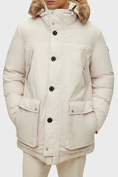 BOSS Su İtici Çıkarılabilir Kapüşonlu Kuş Tüyü Dolgulu Regular Fit Mont Erkek...