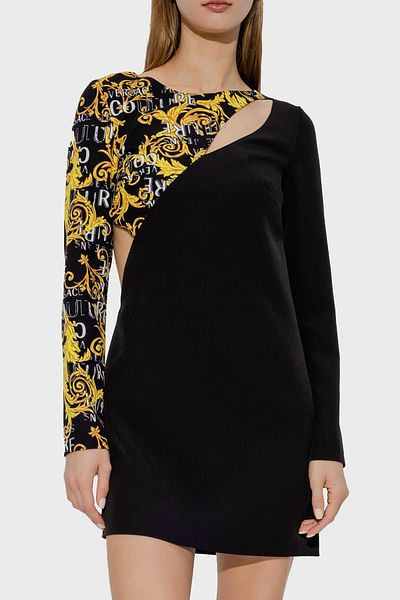 VERSACE JEANS COUTURE فستان قصير بقصة عادية وطبعة شعار بدون ظهر 74HAO91