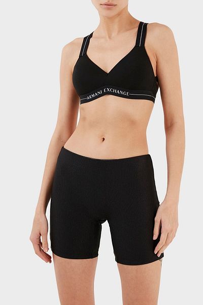 Armani Exchange Logo Taped Cotton Sports Bra Bra 947016 2f502 00020