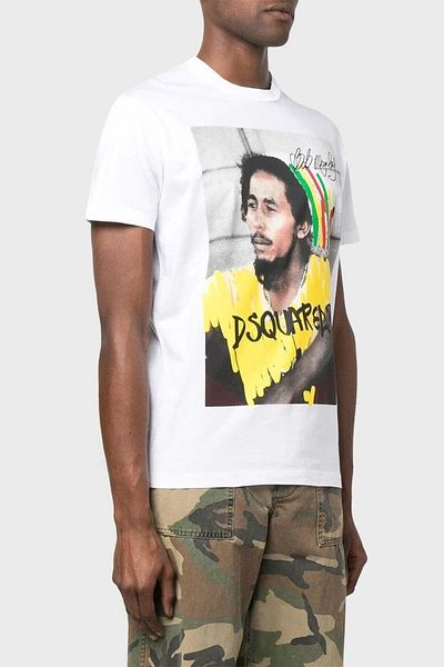 DSquared2 تي شيرت رجالي مطبوع برقبة دائرية 100% قطن تي شيرت S71gd1250 S23009 100