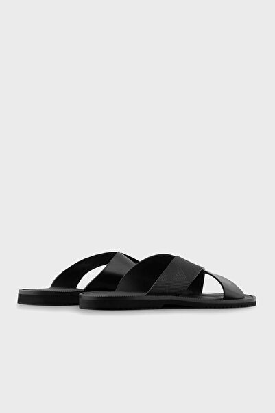 Emporio Armani Hakiki Deri Düz Terlik Erkek TERLİK X4P125 XN789 K001