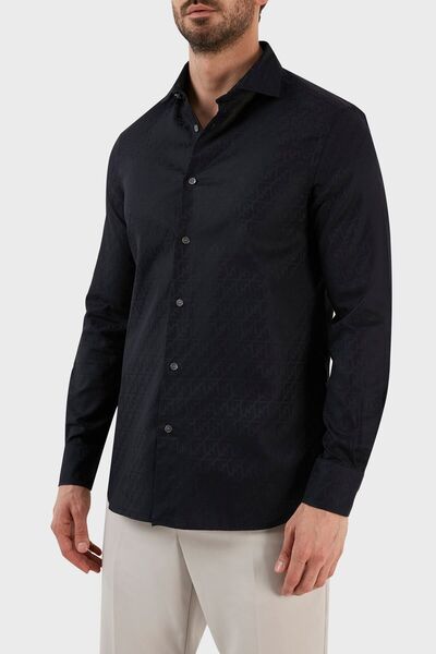 Emporio Armani Cămașă cu mânecă lungă, 100% bumbac, cu model, cămăși pentru bărbați 3r1c86 1k0dz F9a8