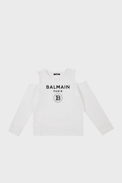 BALMAIN Детски суитшърт с кръгло деколте и прозорци - памук, СУИТШЪР 6M4020 MX270 130
