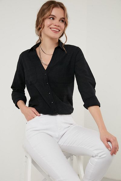 Lela Cotton Double Pocket Long Sleeve Shirt Women's Shirt 51425752