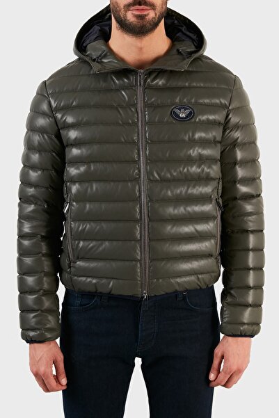 Emporio Armani Kaz Tüyü Dolgulu Kapüşonlu % 100 Kuzu Derisi Mont Erkek Mont