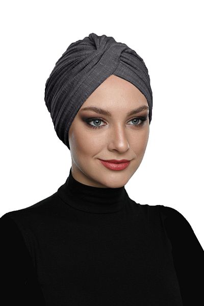 fidan bone Καπάκι πισίνας Hijab από τουρμπάνι με χτενισμένη βαμβακερή επένδυση από ανθρακί