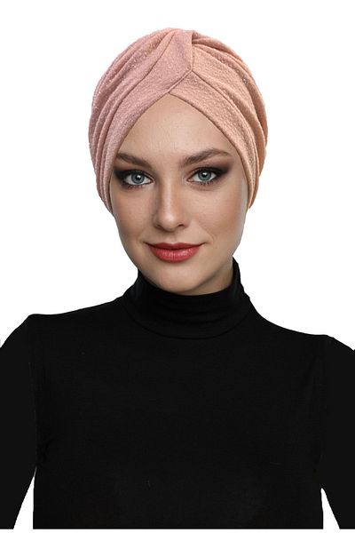 fidan bone Βραδινό καπό φόρεμα Cross Fukuro Glitter Lined Powder Ready Turban Hijab