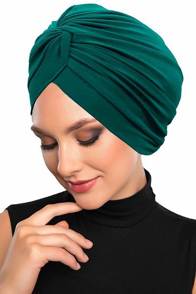 fidan bone Πράσινο έτοιμο τουρμπάνι Hijab με σταυρωτό γάντζο εξωτερικό και καπάκι πισίνας