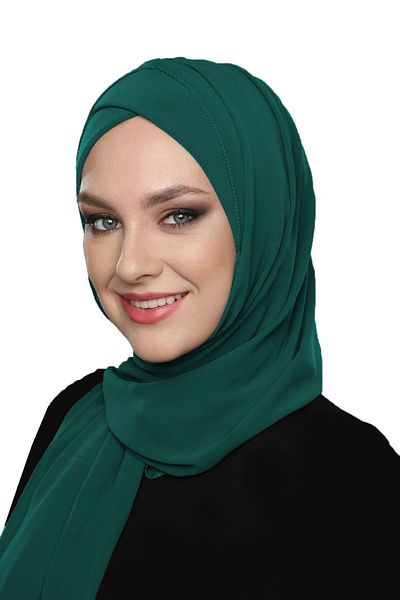 fidan bone Takmatic Plain Green Ready-made Hijab Hijab Bonnet Prayer Cover with Shawl