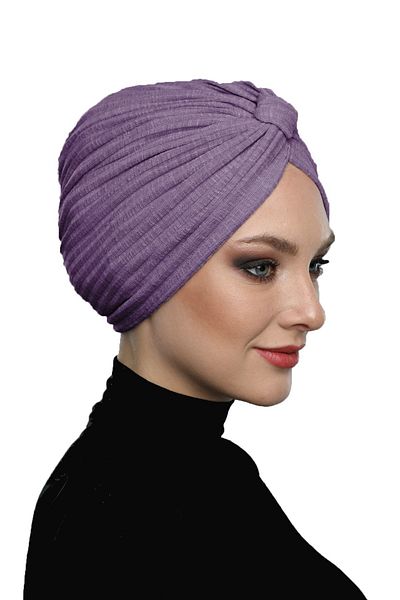 fidan bone Căptușeală încrucișată cu bandă de bumbac Lila Ready Turban Hijab Pool Bonnet